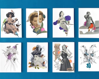 "Collage" and "Pin Up" Postcards