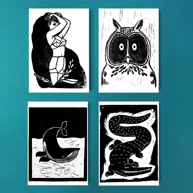 Cartões postais em linogravura imagem 1