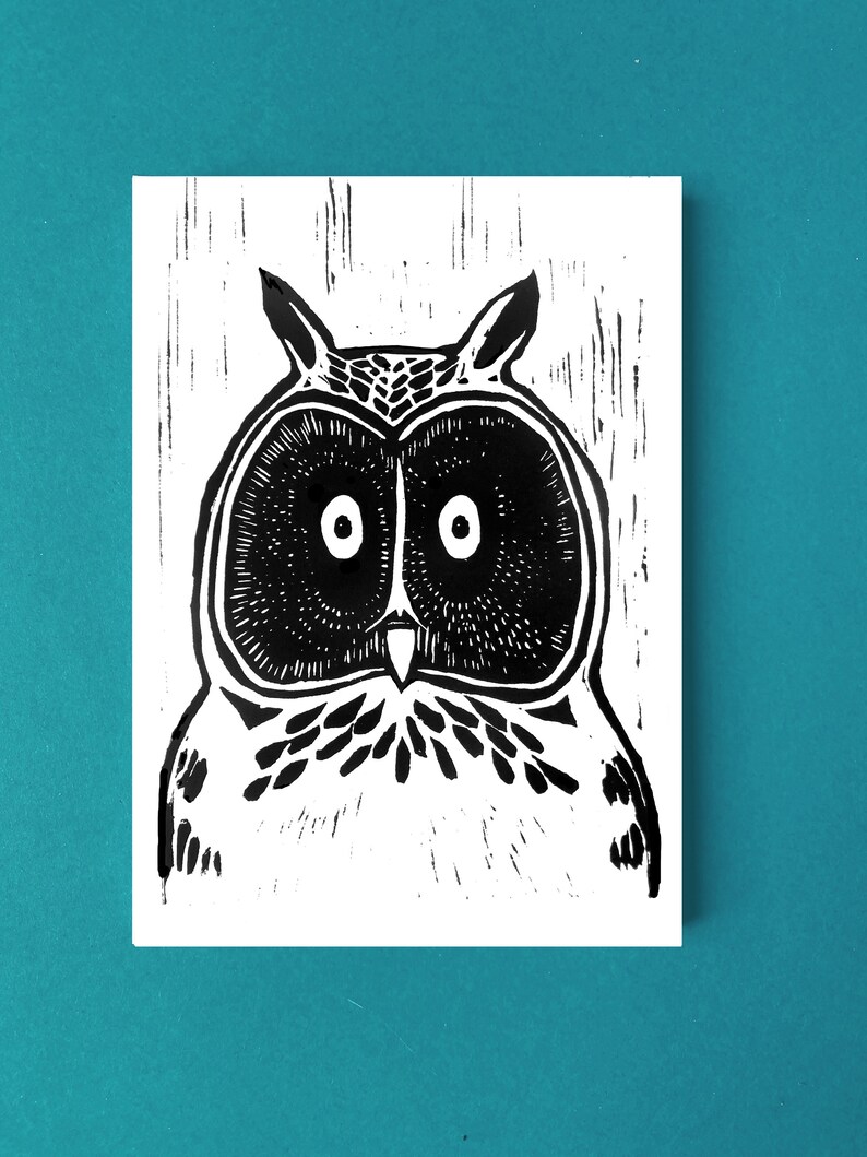 Cartões postais em linogravura Hibou