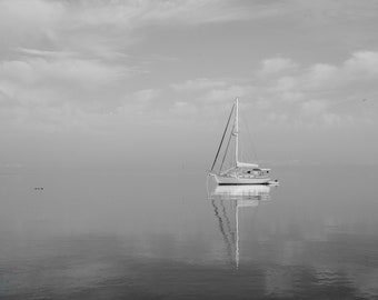 Scarica stampabile di barche a vela nautiche, fotografia in bianco e nero di barche a vela, foto Zen