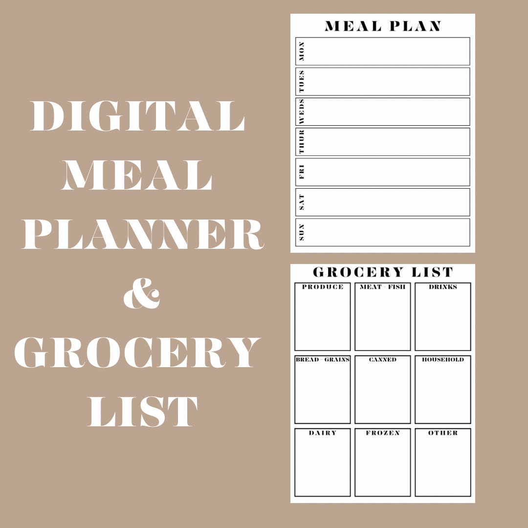 Meal List.pdf Meal Plan | Grocery List PDF DOWNLOAD - Etsy