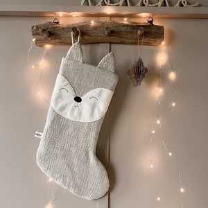 Santa Claus boot polar fox with name | Christmas stocking animal motif | Christmas sock | Santa Claus gift | light grey -mottled- white