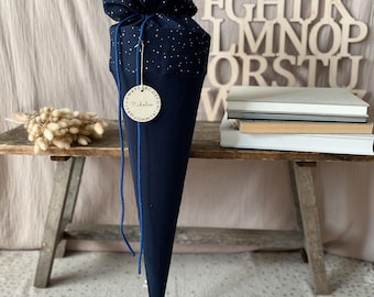 School cone dark blue / Dark blue with gold dots