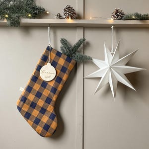 Noble Santa Claus boot checked blue/brown with name | Christmas stocking | Christmas sock | Santa Claus gift for adults | LIMITED EDITION