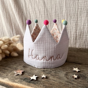 Corona di compleanno con nome millefiori lilla per bambina / corona in stoffa per bambini che compiono gli anni