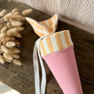 Sac Kita / sac pour frères et sœurs en mousseline rose bébé / rayures jaunes