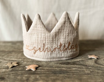 Birthday crown birthday child muslin beige