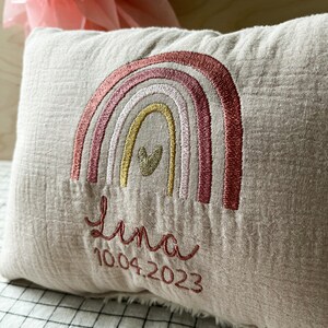 Name pillow with rainbow beige image 2