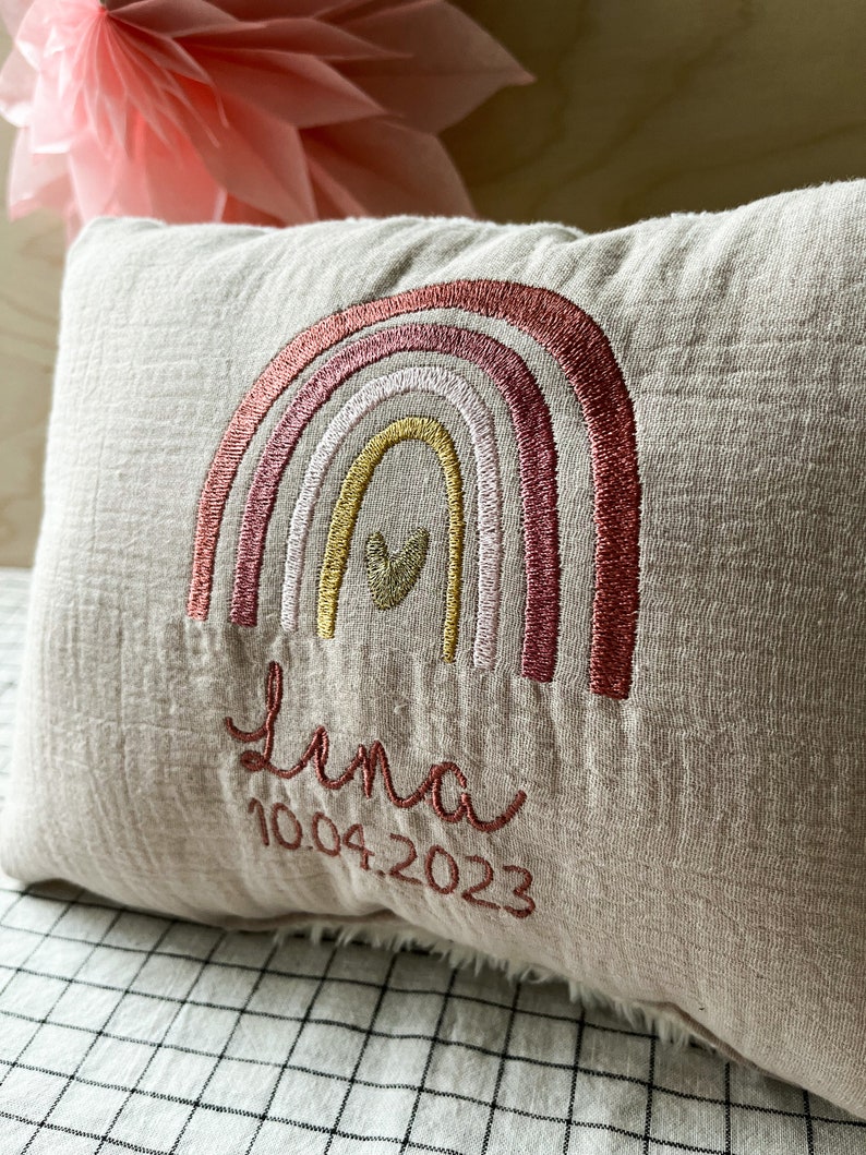 Name pillow with rainbow beige image 2