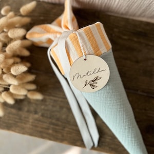 Daycare bag / sibling bag made of muslin mint / yellow striped