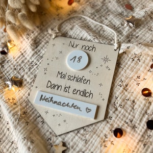 Calendar countdown board for children counting days until event, sleep again, wooden planner to write on