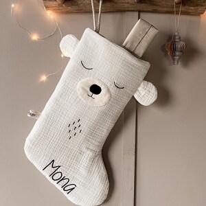 Santa Claus boot polar bear | Christmas stocking with name in white | Christmas boot gift from Santa Claus for children