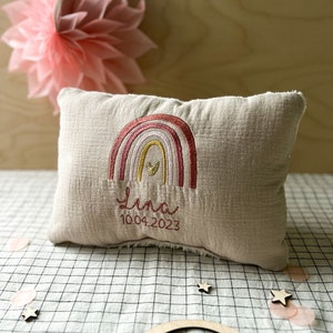 Name pillow with rainbow beige image 1