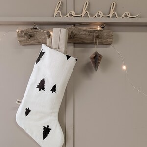 Noble Santa Claus boot black and white Scandi | Christmas stocking | Christmas sock | sustainable Santa Claus gift | Christmas trees