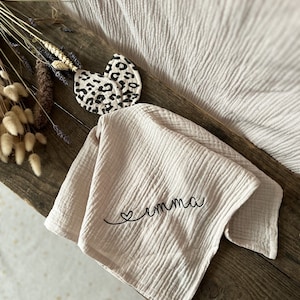 Baby comforter | *Träumeri* | Personalized with name | Natural beige with leopard ears | Birth gift
