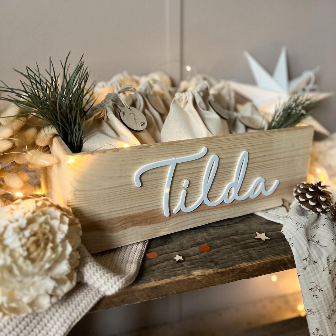 Advent Calendar Box With Name to Fill / Advent Box Made of Wood With ...