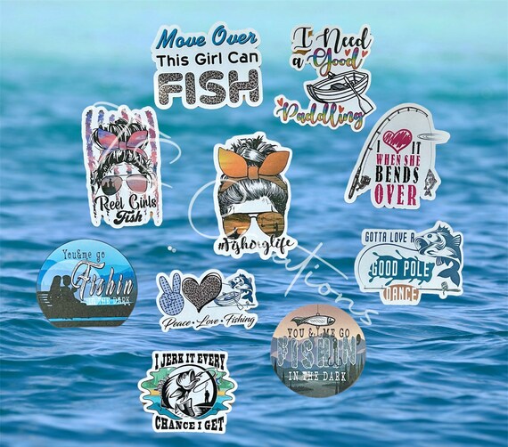 Fishing Sticker Set Fishing Sticker Pack Girl Fishing Etsy