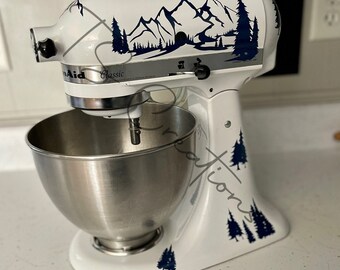 Deko-Aufkleber Für Kitchenaid – Hibiskus-Muster, Anthrazit | 2-teilig, Wasserfest & Abziehbar | Vinylfolie