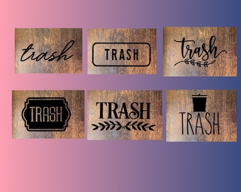 Trash Can Decal Sticker  (6 Different Design Options)