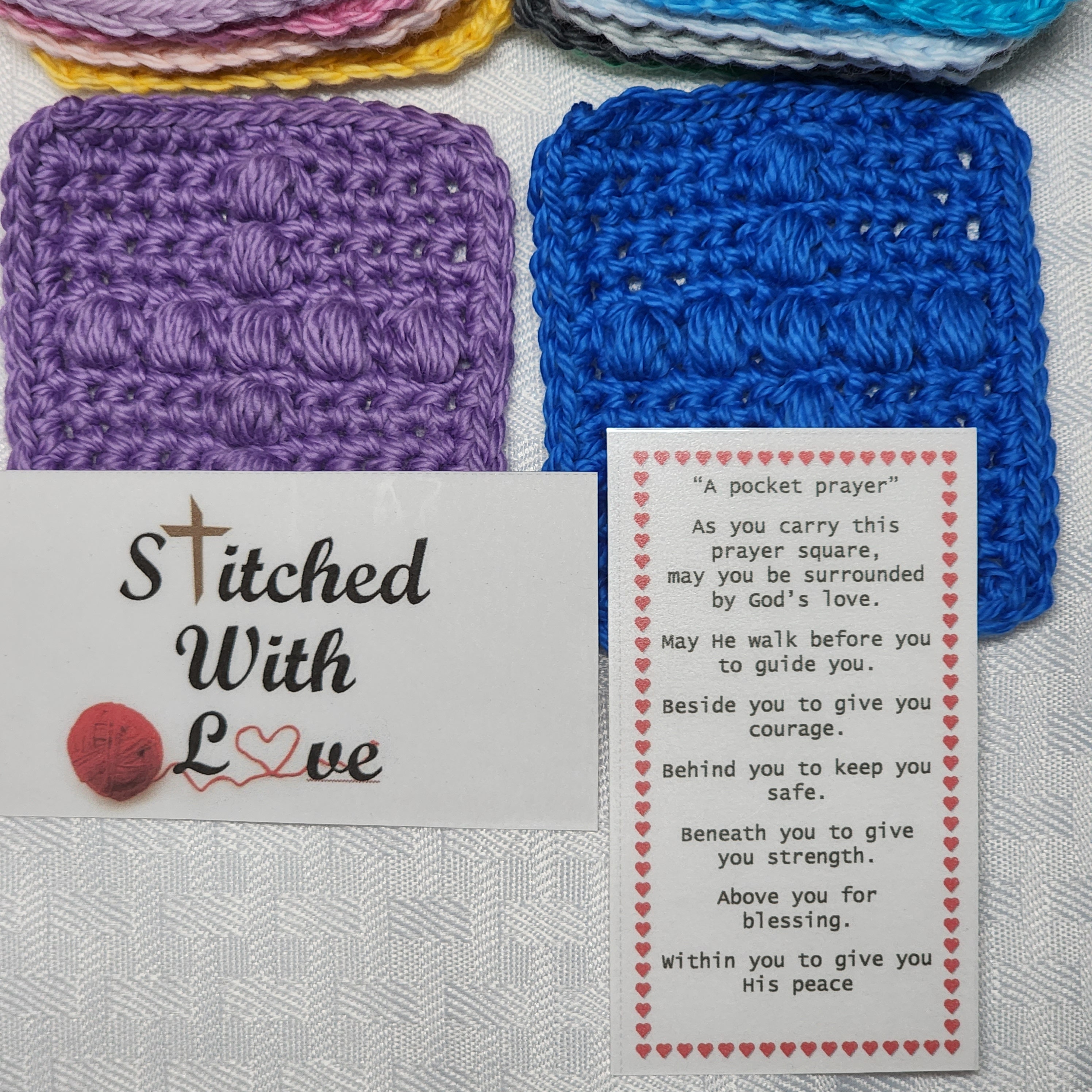 Small Crocheted Prayer Squares With Prayer Card Etsy