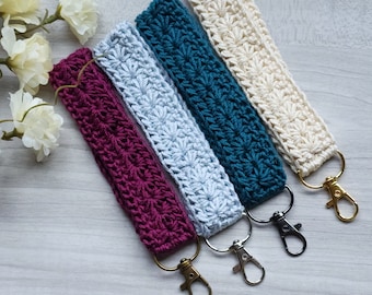 Crochet wristlet, crochet keychain, boho keychain, boho wristlet, crochet car accessories, crochet star pattern wristlet, custom order