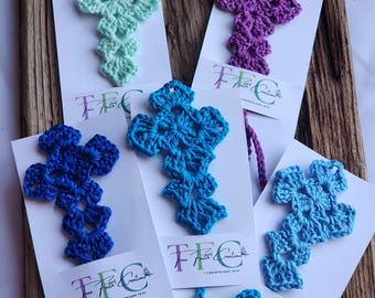 Crochet Cross Bookmark, Religious Bible Gift