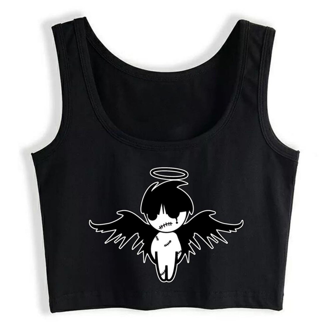 Crop Top Female Emo Angels Fit Black Pressure Tank tops Ropa Etsy