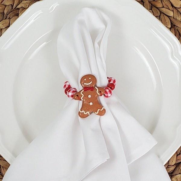 Gingerbread Man Napkin Rings, Christmas Napkin Holders, Holiday Baking Home Decor, Candy Theme Christmas, *Non-edible*