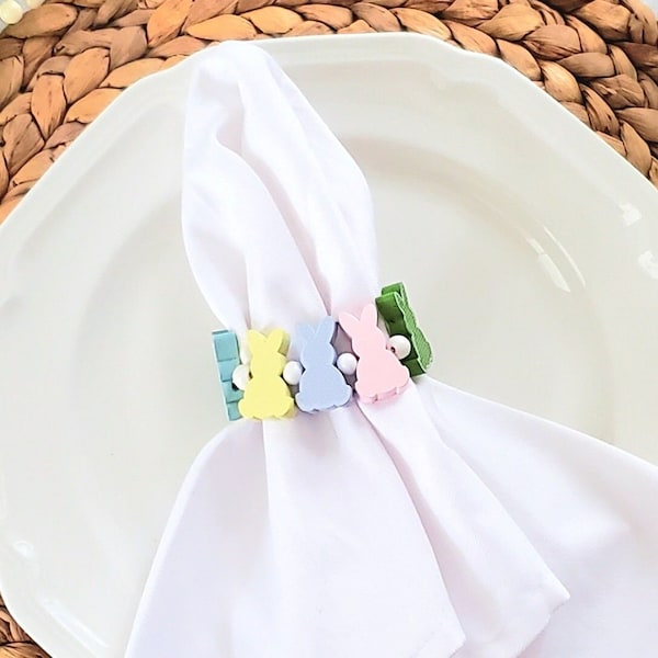 Easter Bunny Napkin Rings, Pastel Easter Beaded Napkin Holders, Farmhouse Easter Home Decor, Pastel Spring Napkin Ring, Easter Rabbit Brunch