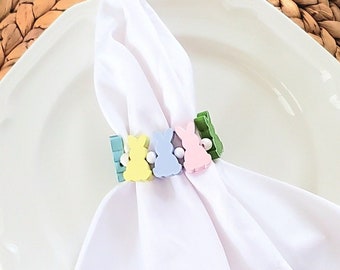 Easter Bunny Napkin Rings Set Of 6 - Hessian Easter Rabbit Ear Napkin