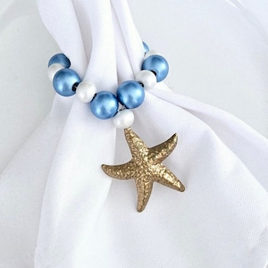 Starfish Napkin Ring, Coastal Chic Napkin Holder, Beach Theme Decor, Beach House Table Setting, Coastal Cottage Decor, Beach Party Decor