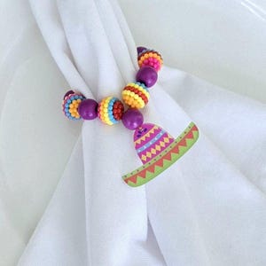 Fiesta Napkin Ring, Fiesta Napkin Holder, Cinco de Mayo Party Decor, Mexico Theme Table Decor, Mexico theme party, sombrero napkin ring