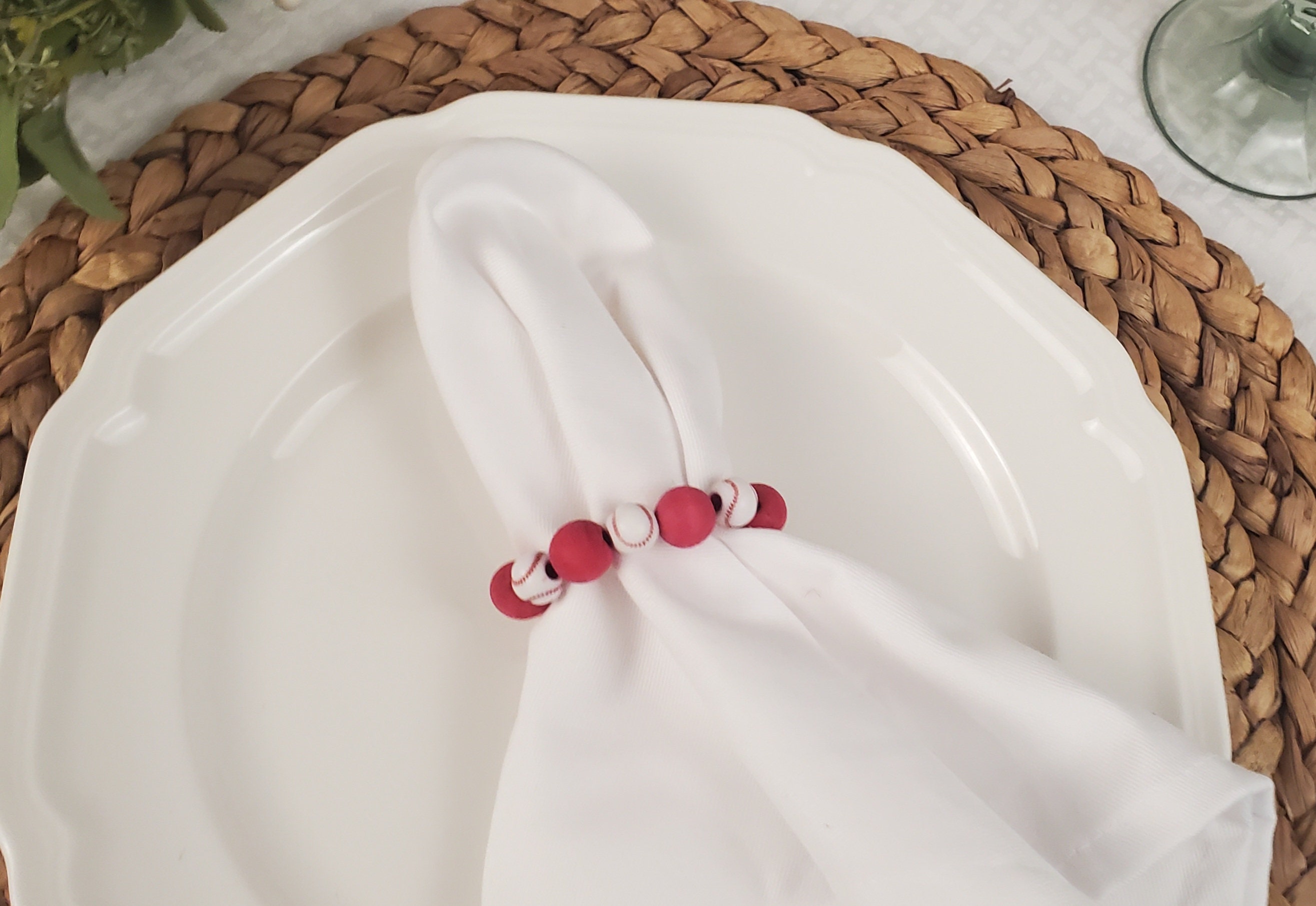 Baseball Napkin Rings, Sports Theme Beaded Napkin Holders, Game Day ...