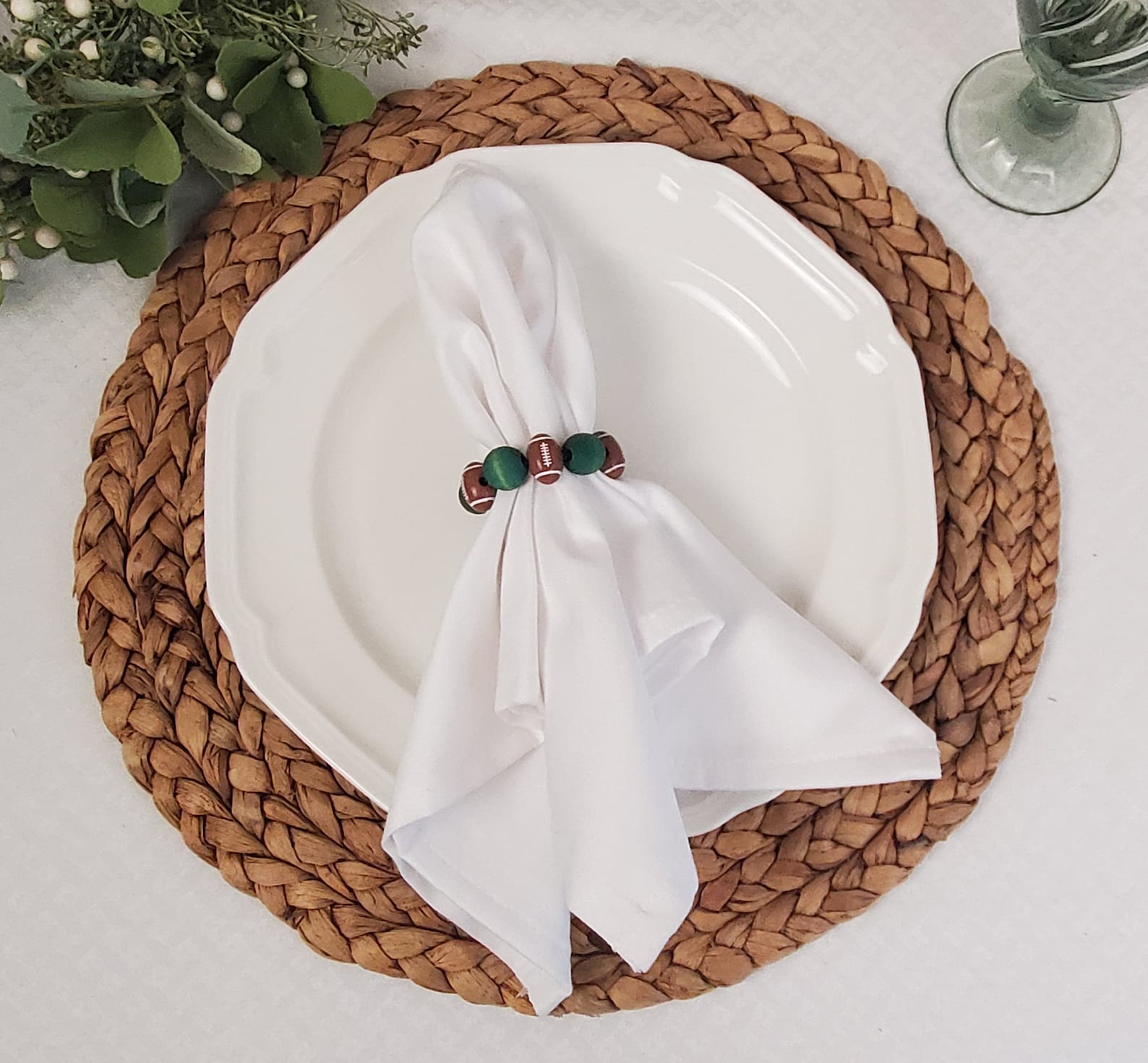 Football Napkin Rings, Sports Beaded Napkin Holders, Tailgate Party or ...