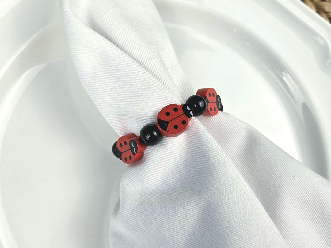 Ladybug Napkin Ring for Picnic, Lady Bug Napkin Holder, Summer ...