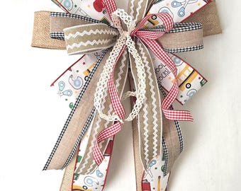 Back to School Wreath, Teacher Wreath Bow, Back to School Bow, Back to School Decor, Teacher Gift Basket Bow, Burlap Teacher Bow, School Bow