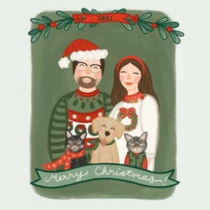 Cartão de Natal personalizado desenhado à mão para família, cartão de feriado, cartão de ano novo, presente para qualquer pessoa