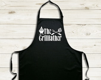 The Grillfather Black Apron - Grilling Apron - Gift for Him - Dad's Grilling Apron - Birthday Gift for Him - Father's Day Gift