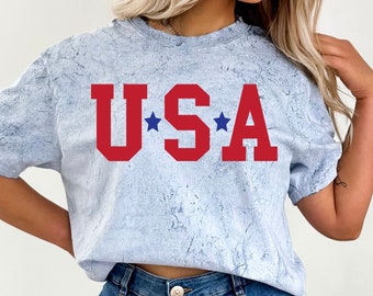 USA Tie Dye Shirt - Retro USA Tie Dye Shirt - Independence Day Shirt - Retro Fourth Shirt - 4th of July Tie Dye Shirt - Patriotic Shirt