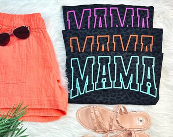 Mama Shirt - Mama Puff Shirt - Leopard Print - Cute Mom Shirts - Mama Tee - Mama Shirt - Mama Varsity T-shirt - Mom Gifts - Gift for Her