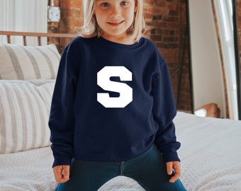 Personalized Initial Sweatshirt - Custom Kids Sweatshirt -Toddler Sweatshirt - Varsity College Shirt - Hipster Kid - Trendy Kids Clothes