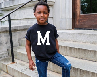 Personalized Initial T-Shirt - Custom Kids Shirt - Initials Name Letter Shirt - Varsity College Shirt - Hipster Kid - Toddler Girl Shirt