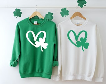 St Patricks Day Shirt for Women - St Patrick's Day Sweatshirt Heart Shamrock Sweatshirt - Irish - Shamrock Sweatshirt - St Paddy's Day