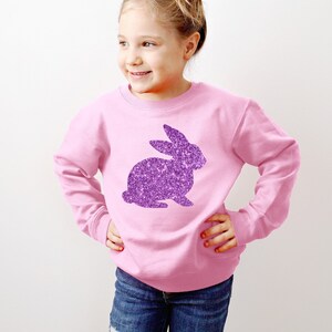 Girls Glitter Easter Bunny Sweatshirt - Easter Sweatshirt - Glitter Bunny - Toddler Girl - Easter Basket Stuffers - Easter Day Gift for Her