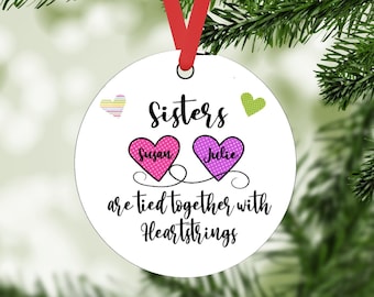 Personalized Sisters Christmas Ornament - Custom Sister Gift Idea - Personalized Gift for Sisters - Sister Heartstrings - Christmas Ornament