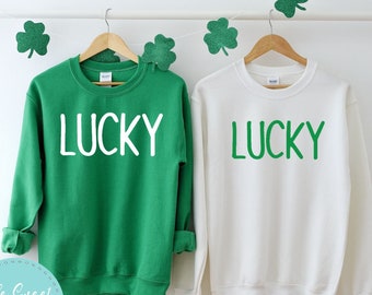 Distressed Lucky Sweatshirt - Lucky Shamrock Distressed - Women's St Patty's Sweatshirt - St Patrick's Day Sweatshirt - St. Patrick’s Day