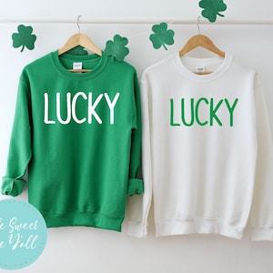 Distressed Lucky Sweatshirt - Lucky Shamrock Distressed - Women&#39;s St Patty&#39;s Sweatshirt - St Patrick&#39;s Day Sweatshirt - St. Patrick’s Day