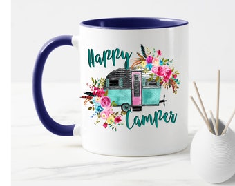 Happy Camper Retro Mug - Retro Camper - Camping Mug - Happy Campers Mug -Camper Gift - Campfire Mug - Camper Mug