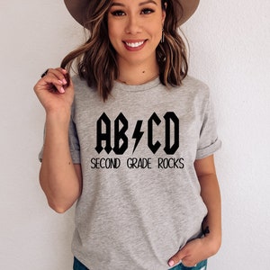 ABCD Second Grade Rocks Women&#39;s Shirt - ABCD Second Grade Rocks T-Shirt - Teacher Back to School Shirt - ABCD Second Rocks Shirt