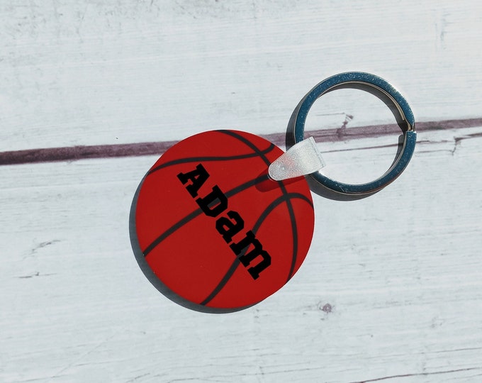 Porte-clé de basket-ball personnalisé - Porte-clé de sport personnalisé - Porte-clé de ballon de sport - Porte-clé - Porte-clé de basket-ball - Nom personnalisé
